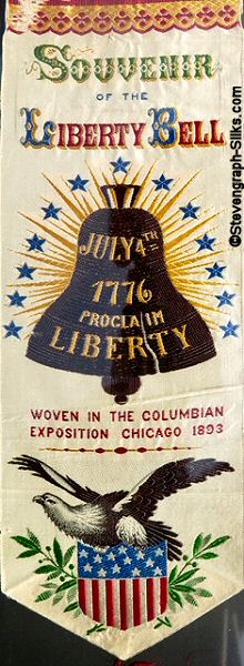 Bookmark with words and images of The Liberty Bell and eagle