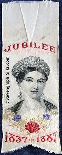 loose silk with " V " shape end, and portrait image of a young Queen Victoria, and woven title words