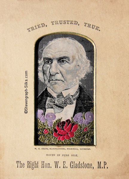 The Right Hon. W.E. Gladstone, M.P. (with flowers)