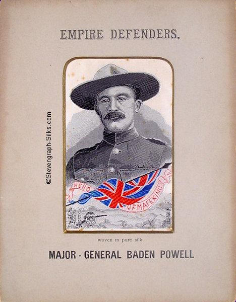 Portrait of Major-General Baden Powell, with title Empire Defenders
