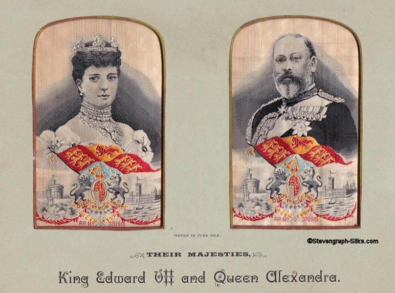 Portraits of Her Majesty Queen Alexandra and His Majesty King Edward VII, on same card mount, but with wrong registration number for King Edward VII