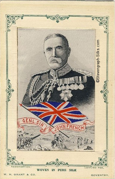Colour image of the General, with British Union Jack flag and small images