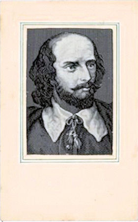 Black and white portrait of William Shakespeare, but no words