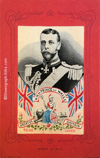 postcard version of H.R.H. Prince of Wales silk portrait