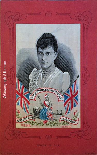 postcard version of H.R.H. Princess of Wales silk portrait