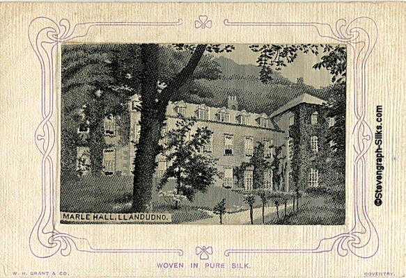 postcard of the Hall woven in black and white silk