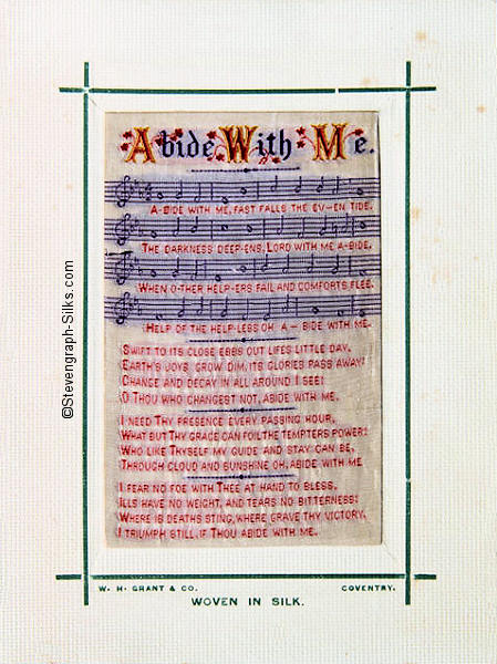 woven image of music with words of a verse, followed by three more verses