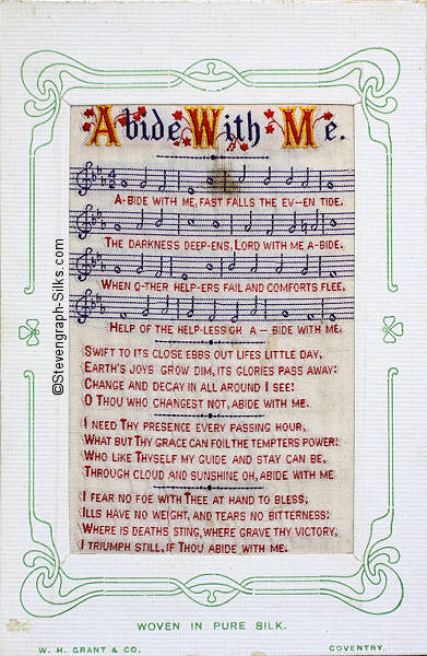 woven image of music with words of a verse, followed by three more verses