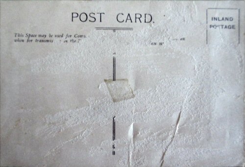 rear view of this postcard showing the normal postcard printing