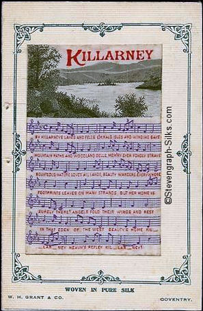 image of Lake Killarney, followed by woven words and music