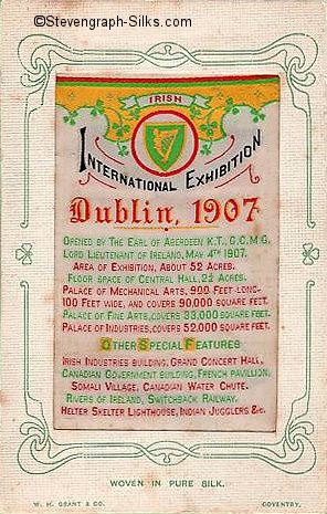 front cover of the Grant Triple Card, of the Irish International Exhibition Dublin 1907