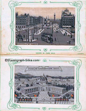inside two silks of the Grant Triple Card, of the Irish International Exhibition Dublin 1907