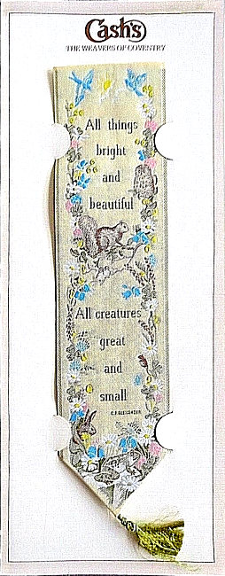 earlier J & J Cash woven bookmark, with words