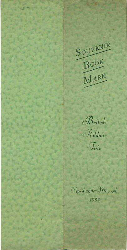 view of rear and front of souvenir card, with printed title of the enclosed bookmark
