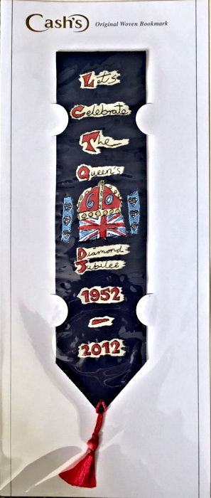Cash's bookmark with words celebrating the Diamond Jubilee of Queen Elizabeth II coronation