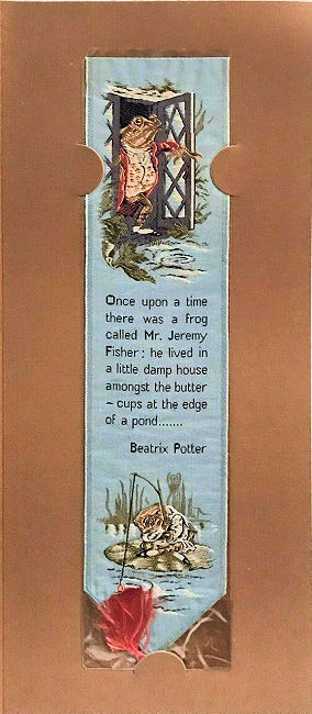 Cash's woven bookmark with words beginning: Once upon a time there was a frog