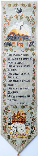 Cash's woven bookmark with woven title words and words of a poem