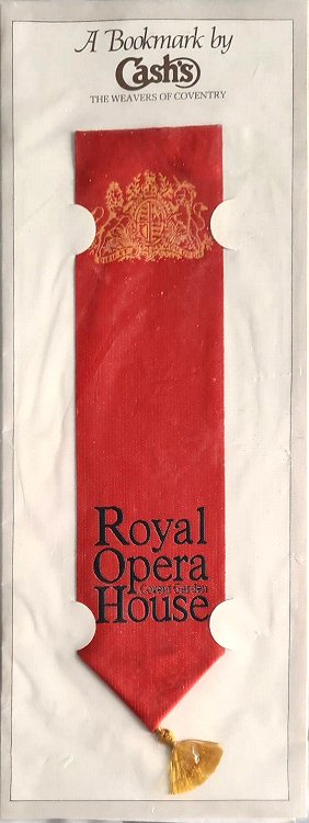 Cash's woven bookmark with image of the Royal emblem and title words only