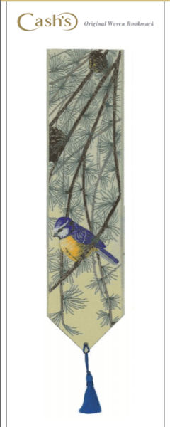 J & J Cash woven bookmark, with no words, but titled: BLUE TIT