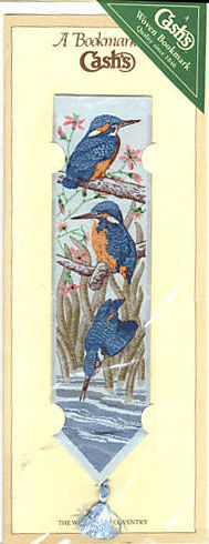 Cash's bookmark with image of three kingfishers