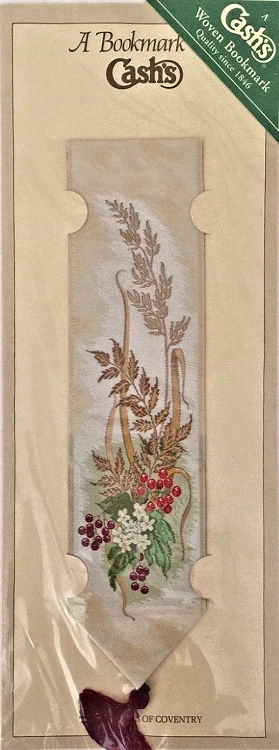 J & J Cash woven bookmark, with no words, but images of the Guelder Rose and various berries