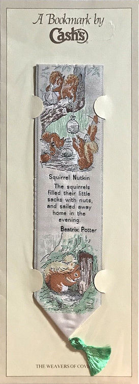 Cash's woven bookmark with title: SQUIRREL NUTKIN