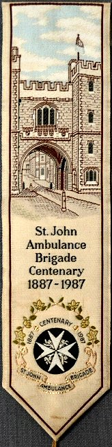 Cash's bookmark with words celebrating the St. John Ambulance Brigade