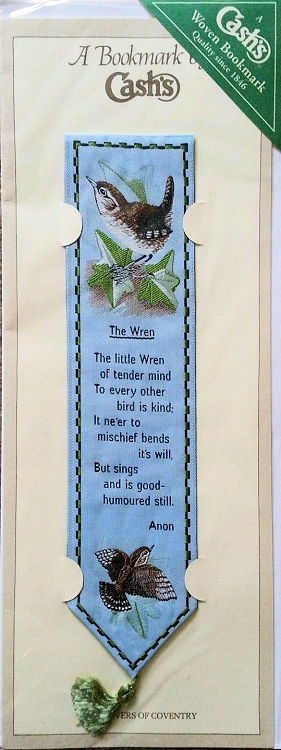 J & J Cash woven bookmark, with title words and words of a verse