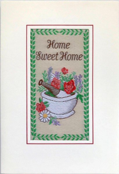 J & J Cash woven greetings card, with woven words, Home Sweet Home
