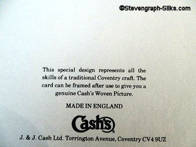 view of printed words on rear of this card