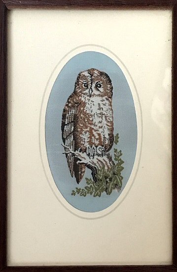 J & J Cash woven card, with no words, but with a picture of a Great Brown Owl