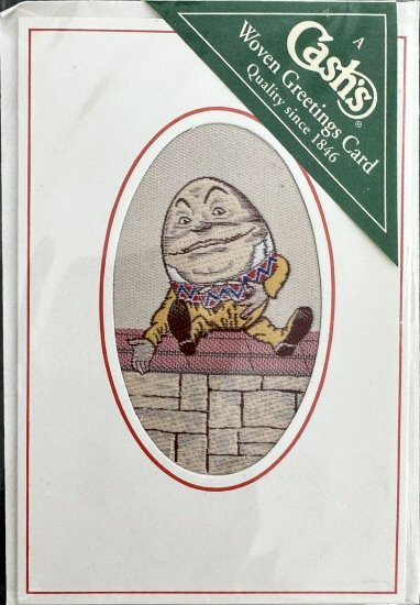 J & J Cash's greetings card with no words, just image of Humpty Bumpty sat on a wall