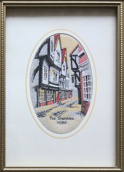 J & J Cash woven card, with woven words, The Shambles, York