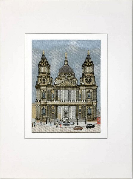 J & J Cash woven card, with no title words, but image of St. Pauls Cathedral