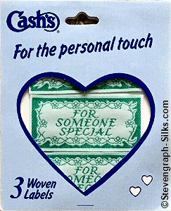 J & J Cash woven saw-on label with words: FOR SOMEONE SPECIAL