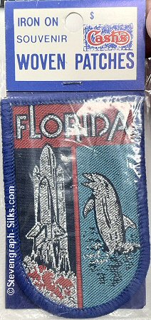 J & J Cash woven saw-on label with words: Florida
