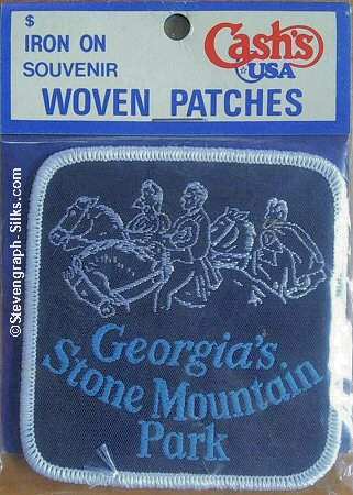 J & J Cash woven saw-on label with words: Georgia's Stone Mountain Park