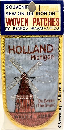 J & J Cash woven saw-on label with words: Holland, Michigan