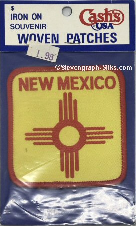 J & J Cash woven saw-on label with words: New Mexico