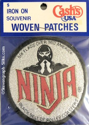 J & J Cash woven saw-on label with words: Ninja
