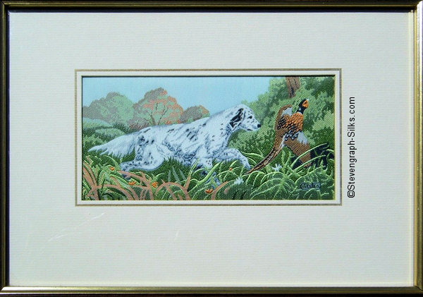J & J Cash woven picture with image of an English Setter