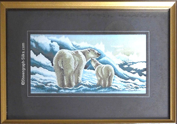 J & J Cash woven picture with image of a Polar Bear & Young