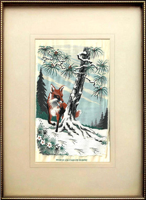 J & J Cash woven picture with image of a fox with a winter scene