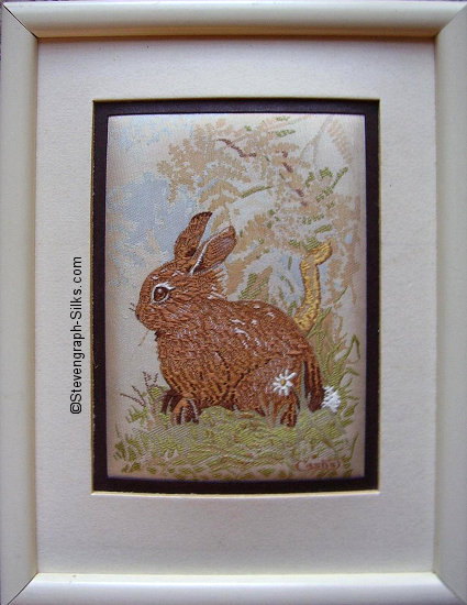 J & J Cash woven picture with image of a Baby Rabbit
