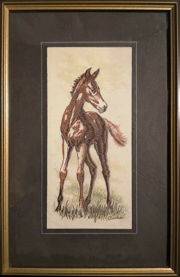 J & J Cash woven picture with image of a Foal