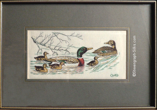 J & J Cash woven picture of a bird, with no words, but image of Mallard & Young
