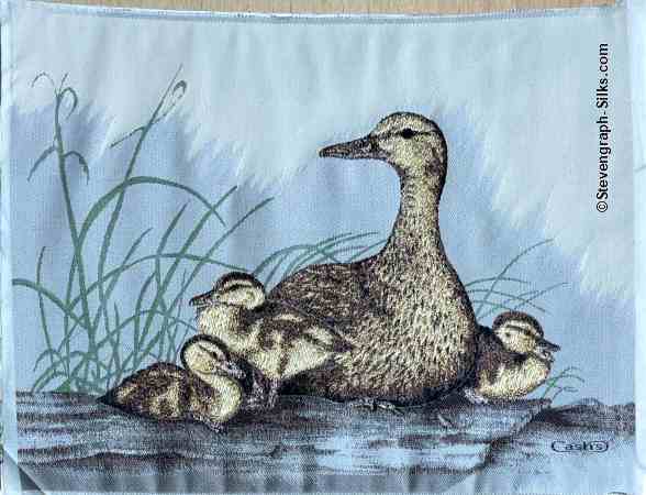 J & J Cash woven picture of a duck with three goslings