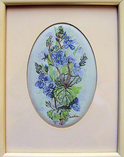 J & J Cash woven picture of a Speedwell flower