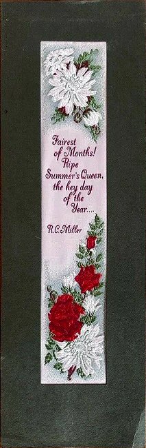 J & J Cash woven picture with images of summer flowers and quotation by Miller