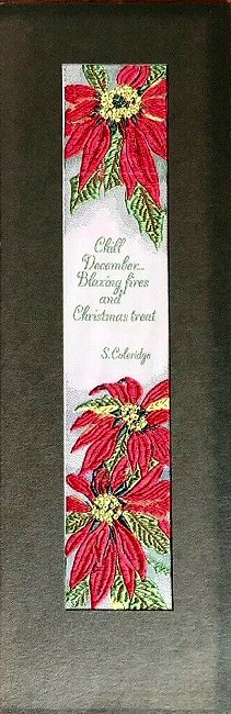 J & J Cash woven picture with images of winter flowers and quotation by Coleridge